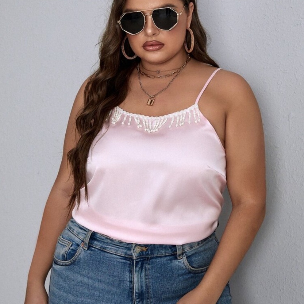 Pink satin tank